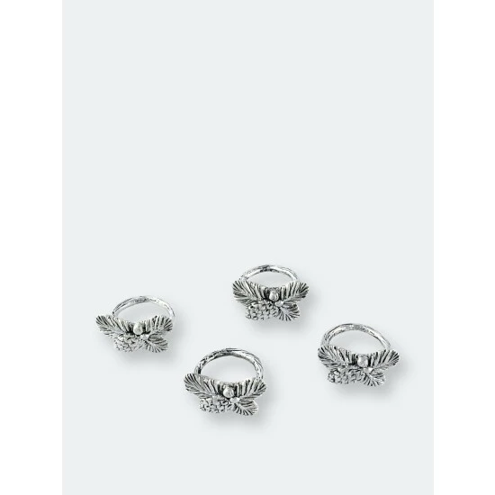 Arthur Court Designs Pine Cone Forest Pattern Napkin Rings Set Of 4 Dining & Tabletop 2 Arthur Court Designs Pine Cone Forest Pattern Napkin Rings Set Of 4 Dining & Tabletop - Image 2
