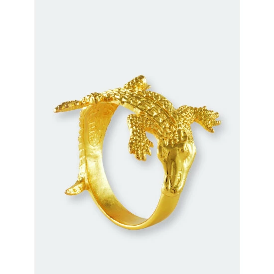 Arthur Court Designs Gold Alligator Napkin Rings Dinnerware & Flatware 2 Arthur Court Designs Gold Alligator Napkin Rings Dinnerware & Flatware - Image 2