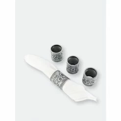 Arthur Court Designs Concho Pattern Napkin Rings Set Of 4 Dining & Tabletop