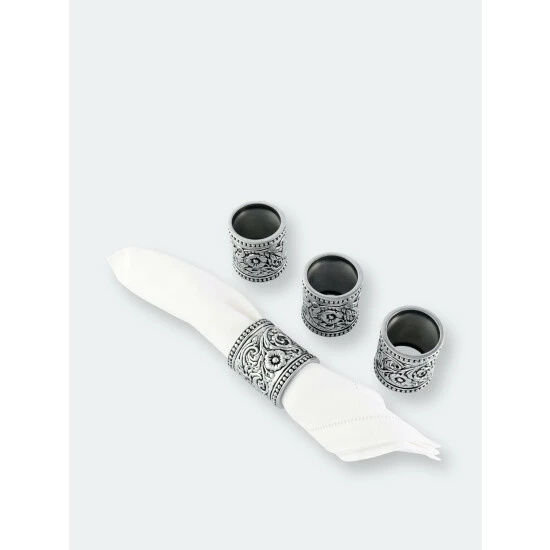 Arthur Court Designs Concho Pattern Napkin Rings Set Of 4 Dining & Tabletop 1 Arthur Court Designs Concho Pattern Napkin Rings Set Of 4 Dining & Tabletop