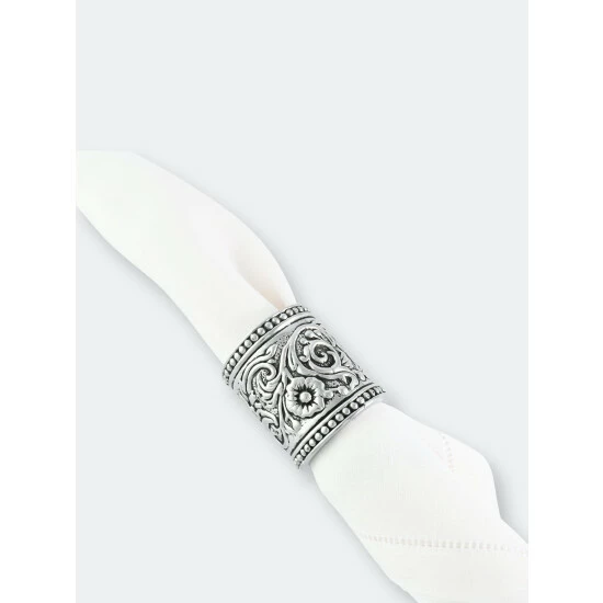 Arthur Court Designs Concho Pattern Napkin Rings Set Of 4 Dining & Tabletop 2 Arthur Court Designs Concho Pattern Napkin Rings Set Of 4 Dining & Tabletop - Image 2