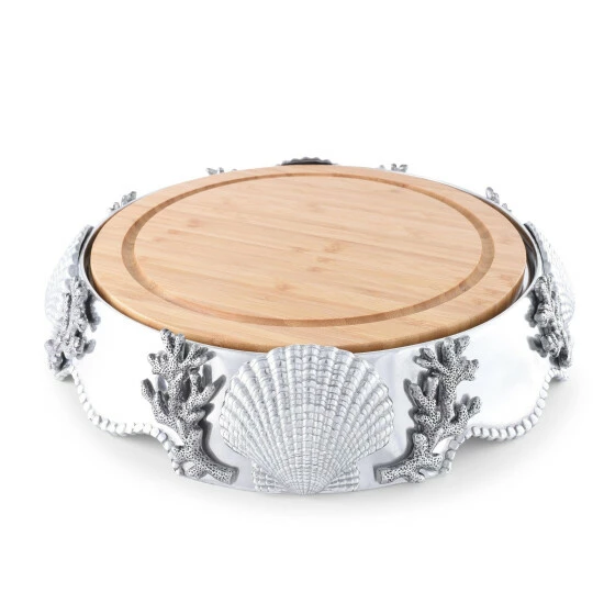 Arthur Court Designs Coastal Wood Cheese Pedestal Knives & Cutting Boards 3 Arthur Court Designs Coastal Wood Cheese Pedestal Knives & Cutting Boards - Image 3