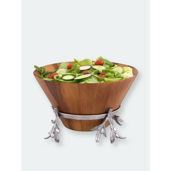 Arthur Court Designs Olive Wood Salad Bowl Dinnerware & Flatware 2 Arthur Court Designs Olive Wood Salad Bowl Dinnerware & Flatware - Image 2