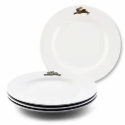 Arthur Court Designs Bunny / Rabbit Melamine Lunch Plates - Set Of 4 Dinnerware & Flatware White