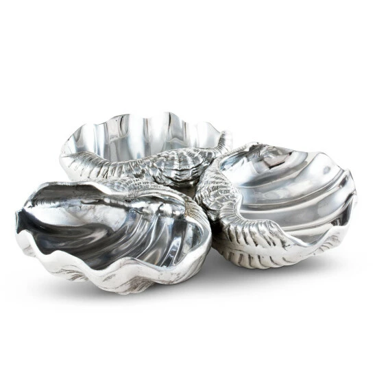Arthur Court Designs Clam 3-Bowl Server Serveware 2 Arthur Court Designs Clam 3-Bowl Server Serveware - Image 2