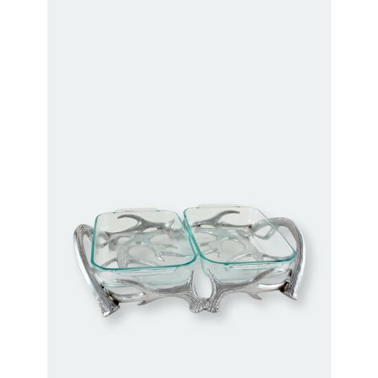 Arthur Court Designs Antler Pyrex Holder Double 2qt Serveware 1 Arthur Court Designs Antler Pyrex Holder Double 2qt Serveware