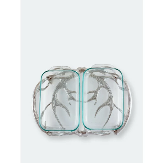 Arthur Court Designs Antler Pyrex Holder Double 2qt Serveware 2 Arthur Court Designs Antler Pyrex Holder Double 2qt Serveware - Image 2