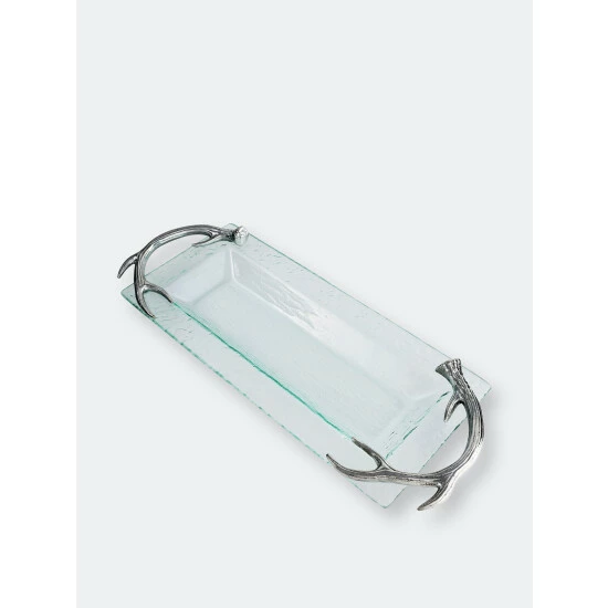 Arthur Court Designs Antler Glass Oblong Tray Serveware 2 Arthur Court Designs Antler Glass Oblong Tray Serveware - Image 2