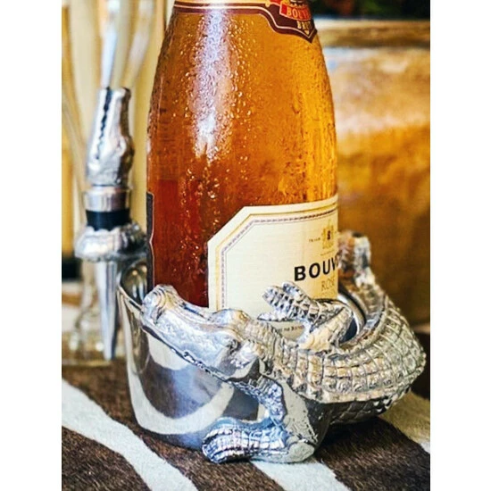 Arthur Court Designs Alligator Wine Coaster And Stopper Set Barware 1 Arthur Court Designs Alligator Wine Coaster And Stopper Set Barware