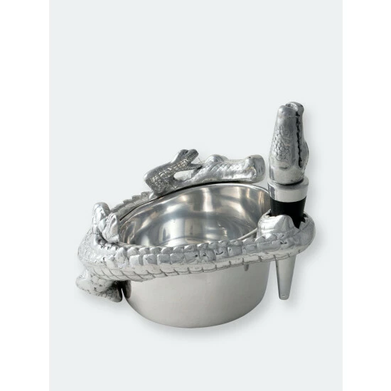 Arthur Court Designs Alligator Wine Coaster And Stopper Set Barware 4 Arthur Court Designs Alligator Wine Coaster And Stopper Set Barware - Image 4