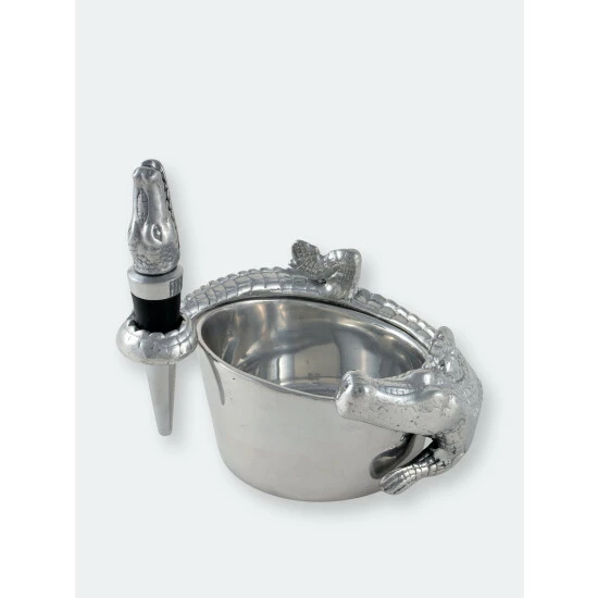 Arthur Court Designs Alligator Wine Coaster And Stopper Set Barware 7 Arthur Court Designs Alligator Wine Coaster And Stopper Set Barware - Image 7
