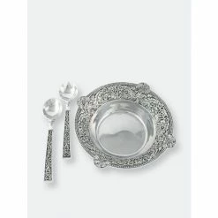 Arthur Court Designs Concho Pattern Salad Bowl With Serving Set Serveware