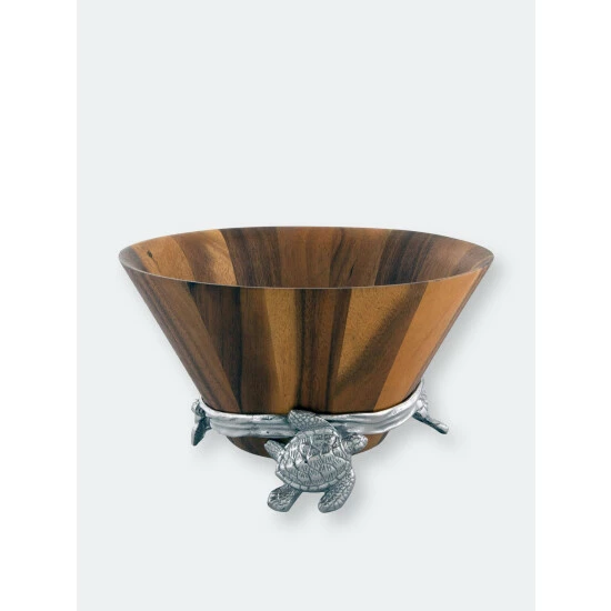 Arthur Court Designs Sea Turtle Wood Salad Bowl Dinnerware & Flatware 1 Arthur Court Designs Sea Turtle Wood Salad Bowl Dinnerware & Flatware