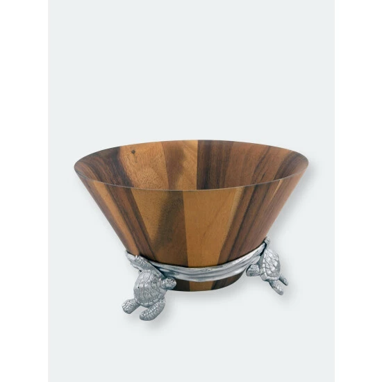 Arthur Court Designs Sea Turtle Wood Salad Bowl Dinnerware & Flatware 2 Arthur Court Designs Sea Turtle Wood Salad Bowl Dinnerware & Flatware - Image 2