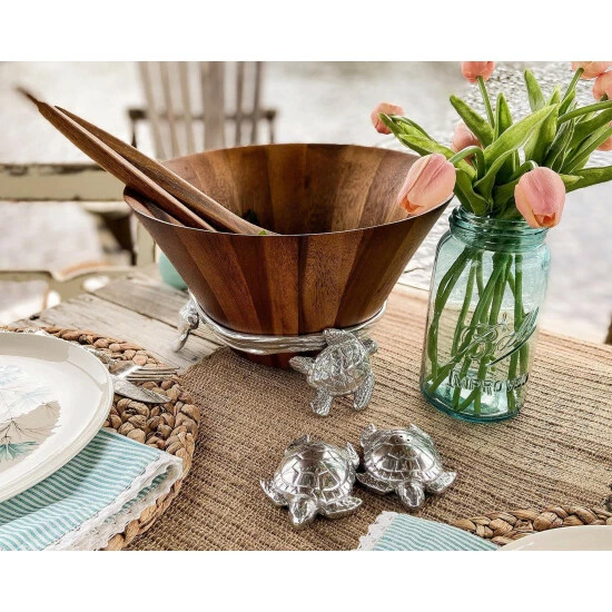 Arthur Court Designs Sea Turtle Wood Salad Bowl Dinnerware & Flatware 4 Arthur Court Designs Sea Turtle Wood Salad Bowl Dinnerware & Flatware - Image 4