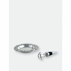 Arthur Court Designs Equestrian Wine Coaster And Stopper Set Barware