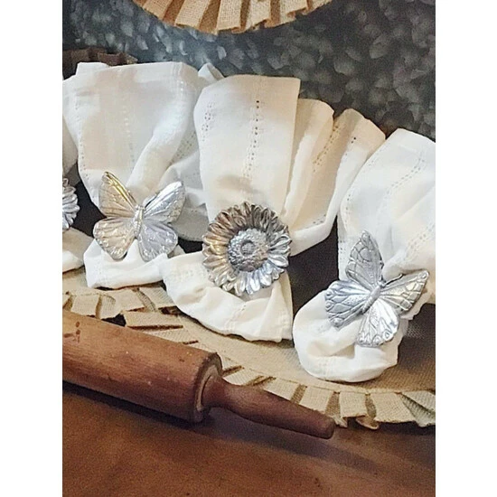 Arthur Court Designs Butterfly And Flower Napkin Rings Dinnerware & Flatware 1 Arthur Court Designs Butterfly And Flower Napkin Rings Dinnerware & Flatware