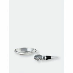 Arthur Court Designs Horseshoe Wine Coaster And Stopper Set Barware