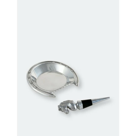Arthur Court Designs Horseshoe Wine Coaster And Stopper Set Barware 3 Arthur Court Designs Horseshoe Wine Coaster And Stopper Set Barware - Image 3