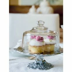 Arthur Court Designs Fleur-De-Lis Plate With Glass Dome Serveware