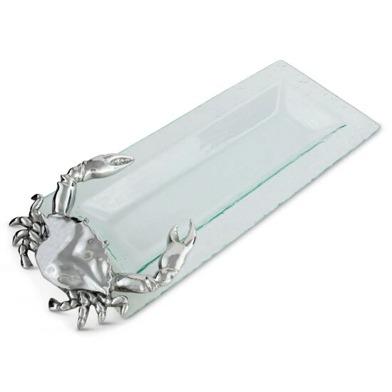 Arthur Court Designs Crab Glass Oblong Tray Serveware 2 Arthur Court Designs Crab Glass Oblong Tray Serveware - Image 2