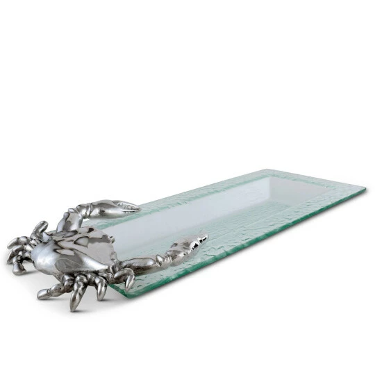 Arthur Court Designs Crab Glass Oblong Tray Serveware 3 Arthur Court Designs Crab Glass Oblong Tray Serveware - Image 3
