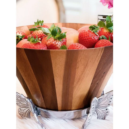 Arthur Court Designs Butterfly Wood Tall Salad Bowl Dinnerware & Flatware 1 Arthur Court Designs Butterfly Wood Tall Salad Bowl Dinnerware & Flatware
