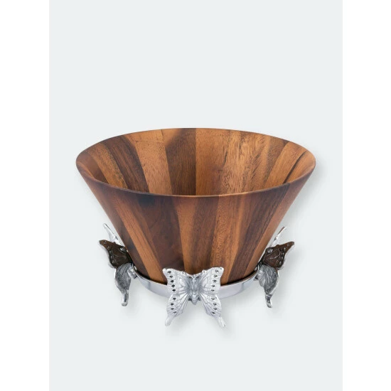 Arthur Court Designs Butterfly Wood Tall Salad Bowl Dinnerware & Flatware 2 Arthur Court Designs Butterfly Wood Tall Salad Bowl Dinnerware & Flatware - Image 2