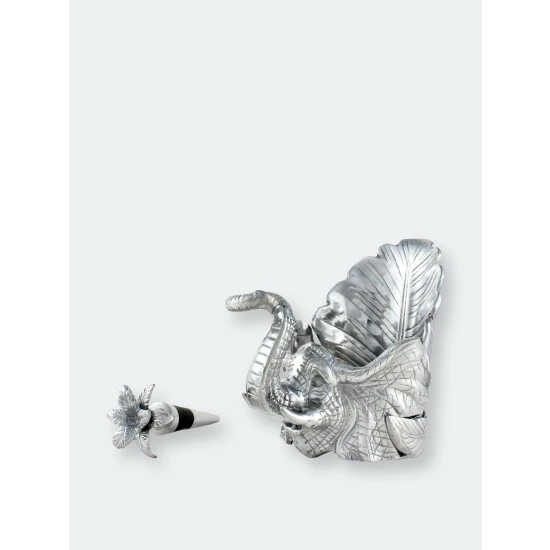 Arthur Court Designs Elephant Wine Coaster And Stopper Set Barware 2 Arthur Court Designs Elephant Wine Coaster And Stopper Set Barware - Image 2