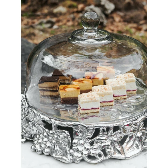 Arthur Court Designs Grape Cake Stand Glass Dome Serveware 5 Arthur Court Designs Grape Cake Stand Glass Dome Serveware - Image 5