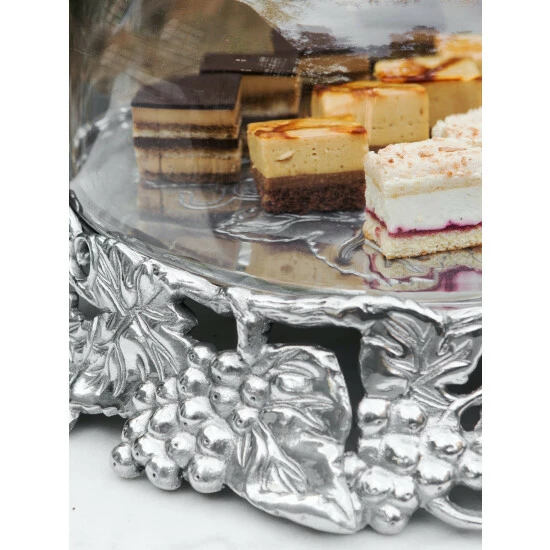 Arthur Court Designs Grape Cake Stand Glass Dome Serveware 6 Arthur Court Designs Grape Cake Stand Glass Dome Serveware - Image 6