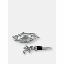 Arthur Court Designs Antler Wine Coaster And Stopper Set Barware