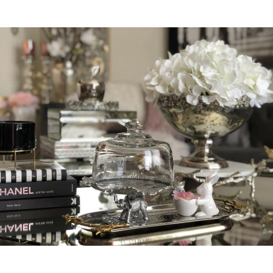 Arthur Court Designs Elephant Plate With Glass Dome Serveware 1 Arthur Court Designs Elephant Plate With Glass Dome Serveware