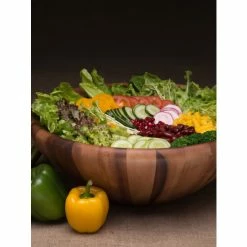 Arthur Court Designs Salinas Style Wooden Acacia Salad Bowl Large Dinnerware & Flatware